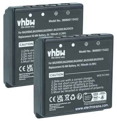 Produktbild von vhbw 2x Akku kompatibel mit HBC FUB 9NM 6V, FUB9NM, FBFUB09N, Radiomatic Eco Industrie-Funkfernsteuerung Fernbedienung (700 mAh, 6 V, NiMH) - Schwarz