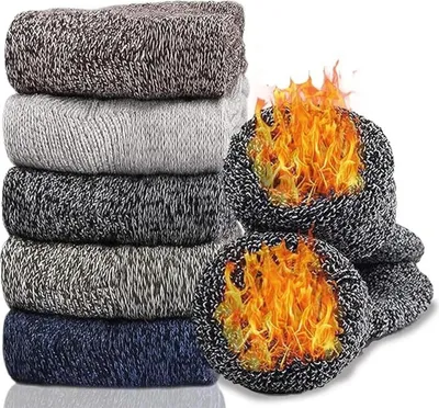Produktbild von Thermosocken Damen, Dicke Warme Kuschelsocken Damen 5 Paar Wintersocken WollSocken Bunte Weich WanderSocken Geschenke Socken für Frauen, EU-Größe 35-42