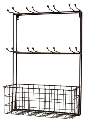 Produktbild von Wandständer mit Haken für 8 Gläser und Korb