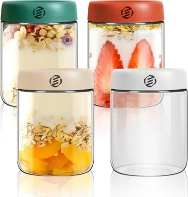 Obrázek produktu pro Sada ovesných vloček – Snídaňové müsli – Sada sklenic – Ideální pro vaši snídani