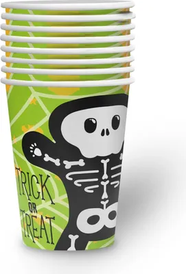 Produktbild von Becher Halloween Skelett Motiv 2 – 8er-Pack, 250 ml, gruselige Partybecher