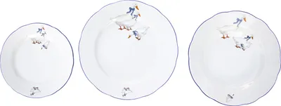 Obrázok produktu pre Súprava tanierov, karlovarský porcelán Leander Meadows, Mary-Anne, husi, 18 kusov