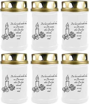 Produktbild von Grabkerze Weiß 6er Pack, Brenndauer: 48 Stunden ( je Kerze ), Motiv: Kerze