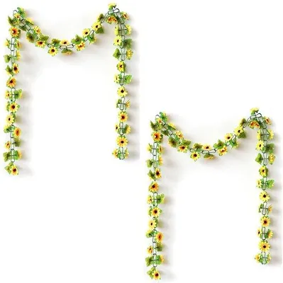 Image de Bouquet de tournesols artificiels - Décoration réaliste - Lot de 2 pièces de 1,9 mètre