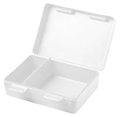Image de Boîte à goûter pour enfants "Dinnerbox Plus" - BPA-FREE &  GERMANY - Boîte à goûter avec séparateur & fermeture à clic, boîte de pause robuste pour enfants - Blanc
