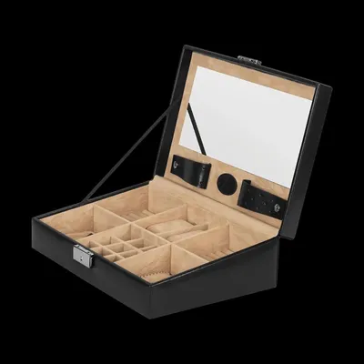 Image de WINDROSE boîte à bijoux Merino Jewelry Box Black noir