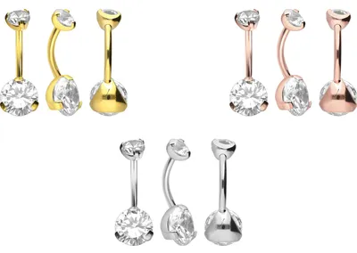 Produktbild von Bauchnabelpiercing Titan Bananabell mit Innengewinde RUNDER KRISTALL Gold Stablänge: 10mm
