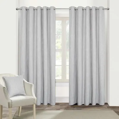 Produktbild von HOMESCAPES Verdunklungsgardinen mit Ösen hellgrau 2 Stück Boucle  - 228 x 137 cm