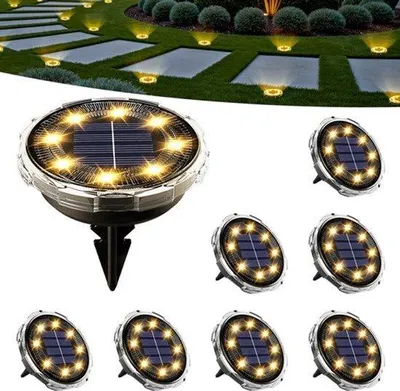 Productafbeelding van Zonnelampen voor buiten, 8 led-vloerlampen op zonne-energie voor