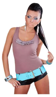 Produktbild von Damen Tank Top Shirt Bluse Oberteil; Cappucino-S/M