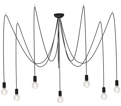 Produktbild von Spid Pendelleuchte 7-flammig in Spinnenform Schwarz Rund, Zylindrisch