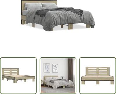 Produktbild von The Living Store Bettgestell Sonoma-Eiche 140x190 cm Holzwerkstoff und Metall