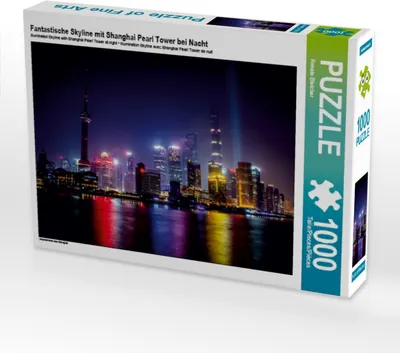 Produktbild von Calvendo Fantastische Skyline mit Shanghai Pearl Tower bei Nacht 1000 Teile Puzzle quer 640x480mm, Bleicher Renate; 7301968