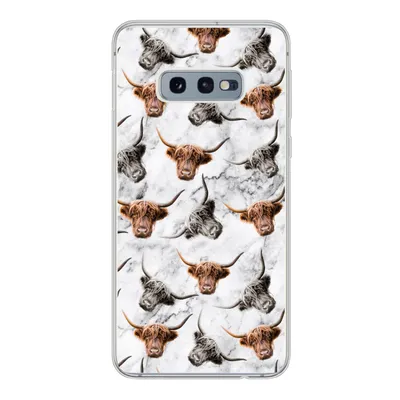 Produktbild von MuchoWow® Handyhülle Schutzhülle Hülle für Samsung Galaxy S10e Schottischer Highlander - Kuh - Marmor Silikon Softcase Handy Hülle - Handy