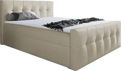 Produktbild von MIRJAN24 Boxspringbett Malibu, Bett mit zwei Bettkästen, Stilvoll Doppelbett (Farbe: Soft 033, Größe: 200 x 200 cm)