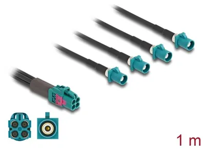 Produktbild von DELOCK Kabel Mini FAKRA Z Buchse quad zu 4x FAKRA Z Stecker