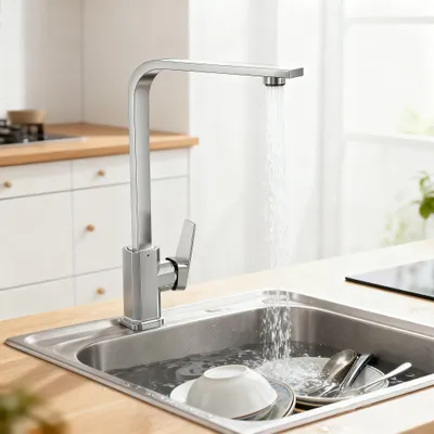 Produktbild von TWOLIIN Wasserhahn Küche, Hochdruck Küchenarmatur 360° schwenkbar,Warm- und Kaltwasserhahn Einhandmischer Küchenspüle für Küche Wohnmobil Badezimmer,TYP B,Gebürstet