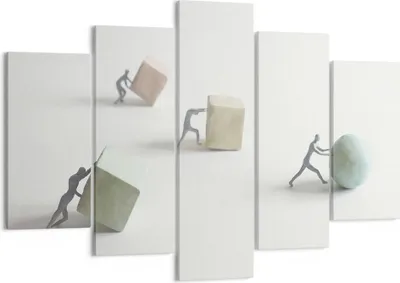 Produktbild von Bild auf Leinwand - Leinwandbild - 5 Teile - Symbol Kugel Würfel - 150x100cm - Wand Bild - Wanddeko - Wandbilder - Leinwanddruck - Bilder - Wanddekoration - Leinwand bilder - Wandbild - EA150x100-4688