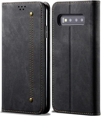Image de Galaxy S10 Plus Case, étui portefeuille en cuir avec fermeture magnétique et fonction stand pour Samsung Galaxy S10 Plus Noir