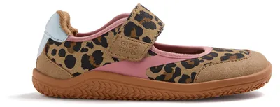 Produktbild von GIOSEPPO Barefoot Sneaker für Mädchen aus Leder mit Leopardendruck. Topper-Syste