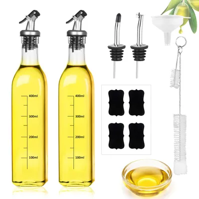Ölflaschen-Set 2x 500 ml mit Ausgießer, Glas, tropffrei