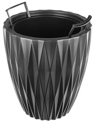 Image de Pot de fleurs - Pot en plastique - Design moderne - Décoratif - 32 cm - 1 pièce - Noir