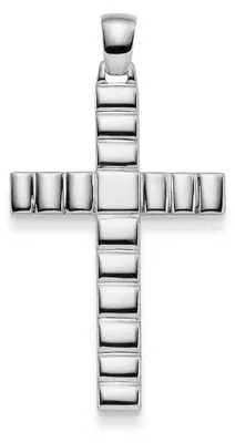 Produktbild von Anhänger Kreuz 39,5x24,5mm aus 585 Gold Weißgold für Herren glänzend