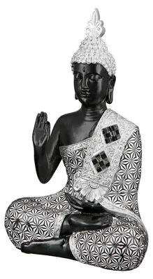 Immagine prodotto di Gilde Figur, Buddha, "Bodha", Poly, nero, argentato, confezione da 3, Lunghezza: 9 cm, Larghezza: 16 cm, Altezza: 24 cm. Codice prodotto: 37801. Codice a barre: 4063387378014