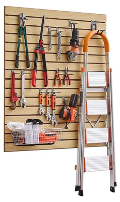 Produktbild von VEVOR Slatwall-Paneele, 4 ft x 2 ft schwarze Garagenwandpaneele 24"H x 48"L (Set aus 2 Paneelen), robuste Garagenwand-Organizer-Paneele zur Präsentation für Einzelhandelsgeschäfte, Garagenwände und Bastelaufbewahrung, Burlywood