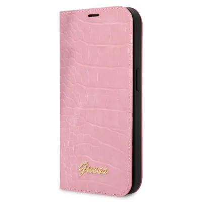 Produktbild von Guess iPhone 14 Pro Max Book type case - Croco - 3 card slots - Pink