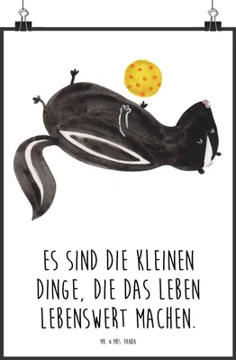 Produktbild von Mr. & Mrs. Panda Bild Stinktier Ball DIN A1 - Weiß - Geschenk, drucke, Raubtier, Skunk, Plakat, wanddeko, kunstdruck poster, Stinker, Wandbild, Weisheit, Wildtier