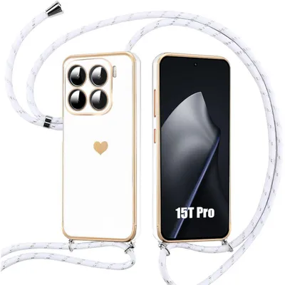 Image de Coque pour Xiaomi 15T Pro, Protection Silicone Anti-Rayures avec Cordon Blanc