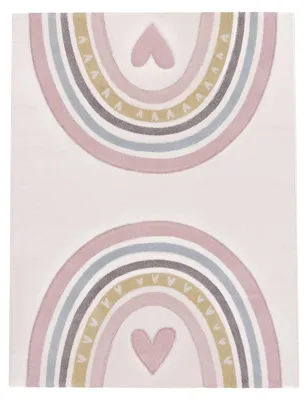 Produktbild von TT Home Kinderzimmerteppich Junge Mädchen Kinderteppich 3D Optik Herz Regenbogen Größe 140x200 cm