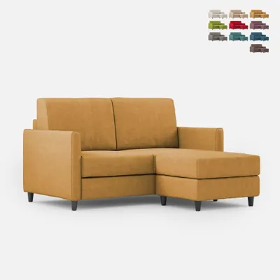 Produktbild von Moderner Zweisitzer-Stoffsofa 158cm mit Fußhocker Karay 140P - Kamel