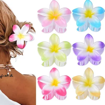 Produktbild von 6 Blumen Haarspangen Groß Haarklammer Rutschfest Acryl Haaraccessoires