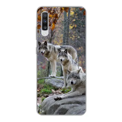 Produktbild von MuchoWow® Handyhülle Schutzhülle Hülle für Samsung Galaxy A70 Wölfe - Fels - Wald Silikon Softcase Handy Hülle - Schutzhaube