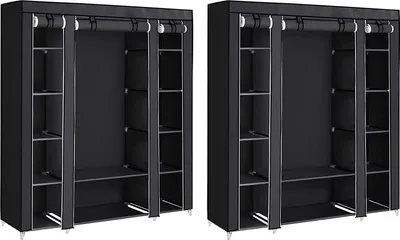 Produktbild von SONGMICS Kleiderschrank 2er Set Stoffschrank mit Kleiderstange und Ablagen