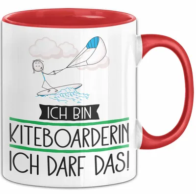 Produktbild von Geschenk für Kiteboarderin Tasse Lustige Geschenkidee Geburtstag Ich Bin Kiteboarderin Ich Darf Das (Rot)