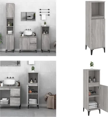 Produktbild von vidaXL Badschrank Grau Sonoma 30x30x100 cm Holzwerkstoff - Badschrank - Badschränke - Badezimmerschrank - Bad Schrank