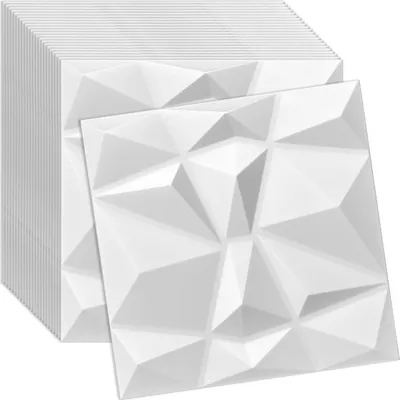 Produktbild von Verdico | 3D Wandpaneel Polystyrol - 50x50 cm - 24 Stück - Weiß - Dekorativ - Einfache Montage - Modernes Design, Wand- & Deckenverkleidung