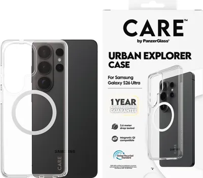 Obrázok produktu pre PanzerGlass CARE™ by ® Urban Explorer Case Transparent w. White Qi Samsung Galaxy S26 Ultra, Ochranný obal, Samsung, Samsung - Galaxy S26 Ultra, Priehľadná