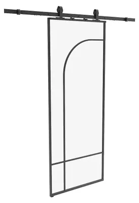 Produktbild von Schiebetür im Loft-Stil – Aluminium und gehärtetes Glas – H 204 x B 83 cm – schwarz – CLOSIDA