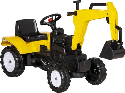 Produktbild von HOMCOM Trettraktor für Kinder ab 3 Jahren, Bagger für Kinder mit Frontschaufel und Hupe, Traglast 35 kg, Kindertraktor für den Außenbereich, 107 x 42 x 71 cm, Gelb