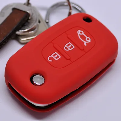 Produktbild von Auto Schlüssel Silikon Schutz Hülle Rot kompatibel mit Renault Twingo Clio Smart Forfour 3 Tasten Klappschlüssel