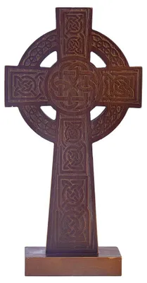 Keltisches Holzkreuz 14x4x27 cm mit Ständer, Tischkreuz