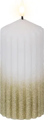 Produktbild von Lumineo LED Kerze warmweiß 15 x Ø 7 cm batteriebetrieben weiß/gold