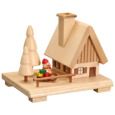 Produktbild von Räucherhaus Haus mit Schneemann Höhe 12cm NEU