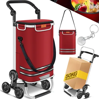 Produktbild von KESSER® Einkaufstrolley mit Kühlfach ideal für Stufen 56L Kapazität | klappbar & belastbar bis 50kg | Faltbarer Einkaufswagen Umhängetasche Bordeaux