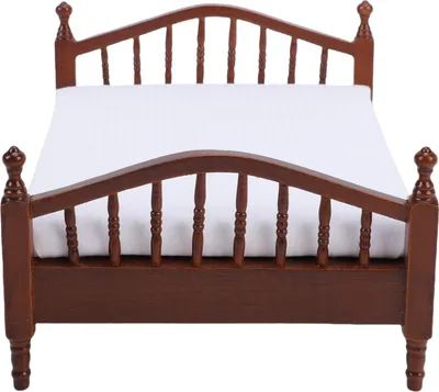 Productafbeelding van Poppenhuis-miniatuurbed, decoratief, schaal 1:12, mini-huismeubilair, vintage-stijl, van hout, voor decoratie