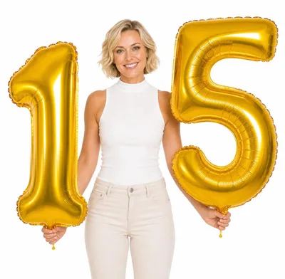 Produktbild von Folienballons Zahl 15 gold 100 cm Geburtstag Jubiläum